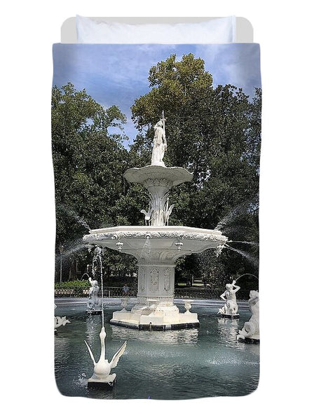 Forsythe Park Fountain Savannah Georgia - Duvet Cover