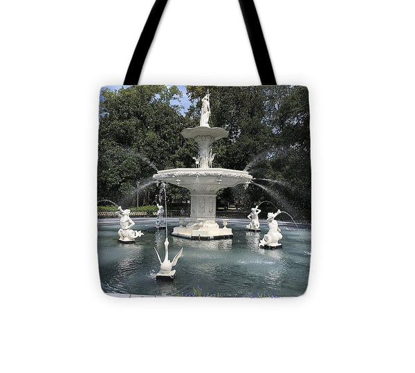 Forsythe Park Fountain Savannah Georgia - Tote Bag