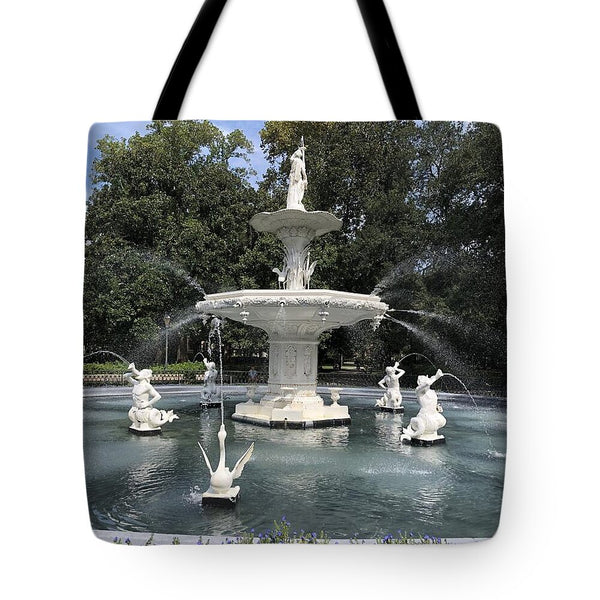 Forsythe Park Fountain Savannah Georgia - Tote Bag