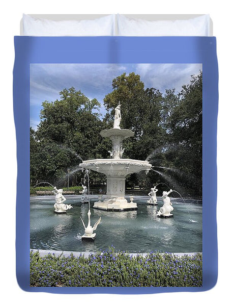 Forsythe Park Fountain Savannah Georgia - Duvet Cover