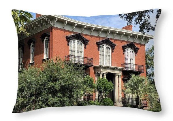 Historic Red Brick Mansion - Throw Pillow