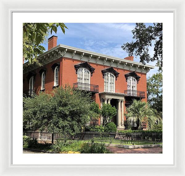 Historic Red Brick Mansion - Framed Print