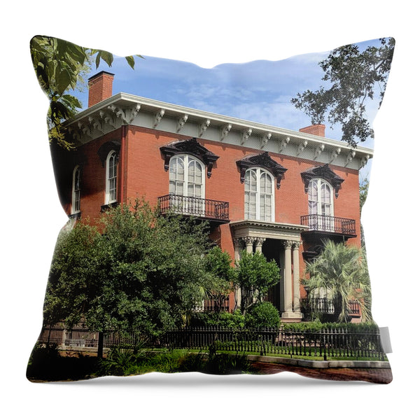 Historic Red Brick Mansion - Throw Pillow
