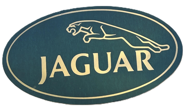 NOS JAGUAR OVAL DECAL 6.5 " X 3 3/4" GREEN AND GOLD