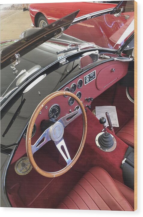 Shelby Cobra Sports Car interior - Wood Print