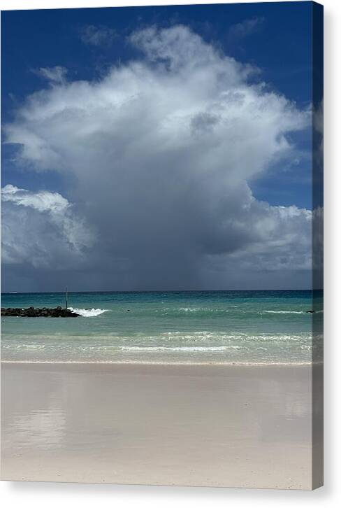 Storm Clouds Over Tranquil Beach - Canvas Print