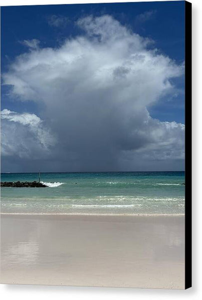 Storm Clouds Over Tranquil Beach - Canvas Print