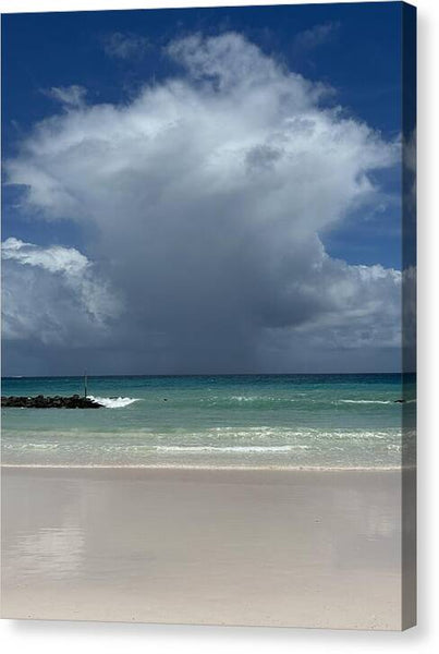 Storm Clouds Over Tranquil Beach - Canvas Print