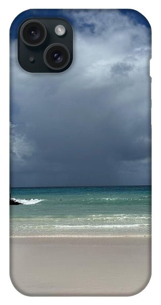 Storm Clouds Over Tranquil Beach - Phone Case