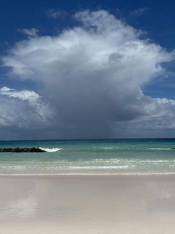 Storm Clouds Over Tranquil Beach - Art Print