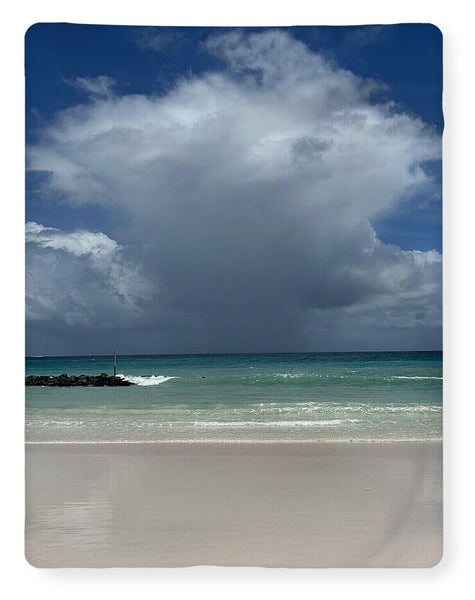 Storm Clouds Over Tranquil Beach - Blanket
