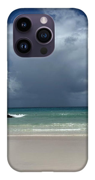 Storm Clouds Over Tranquil Beach - Phone Case