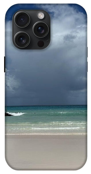 Storm Clouds Over Tranquil Beach - Phone Case