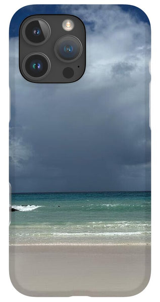 Storm Clouds Over Tranquil Beach - Phone Case