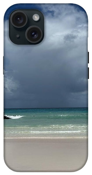 Storm Clouds Over Tranquil Beach - Phone Case