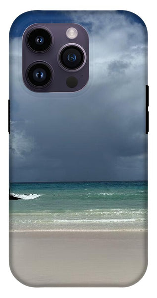 Storm Clouds Over Tranquil Beach - Phone Case