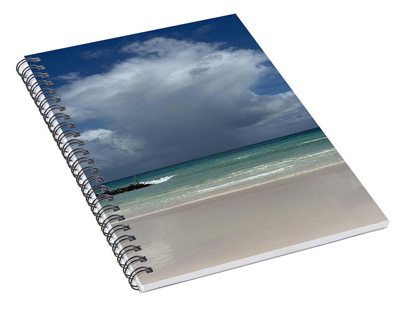 Storm Clouds Over Tranquil Beach - Spiral Notebook