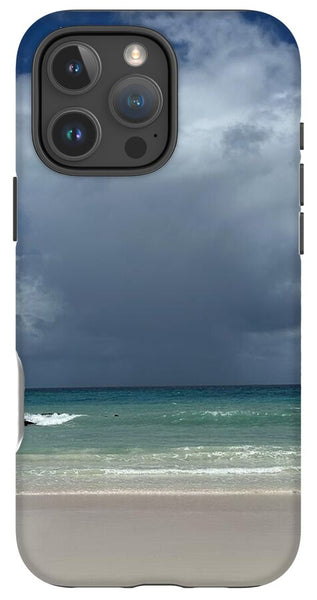 Storm Clouds Over Tranquil Beach - Phone Case