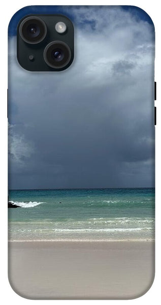 Storm Clouds Over Tranquil Beach - Phone Case