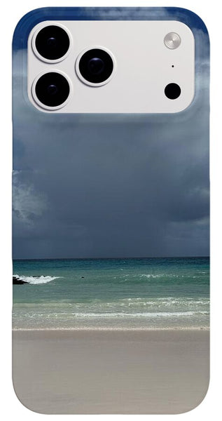 Storm Clouds Over Tranquil Beach - Phone Case