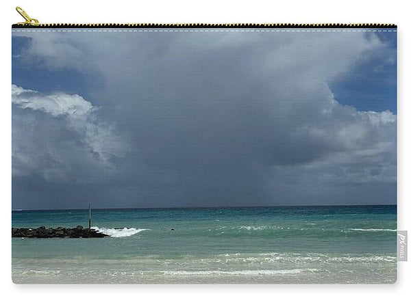 Storm Clouds Over Tranquil Beach - Zip Pouch