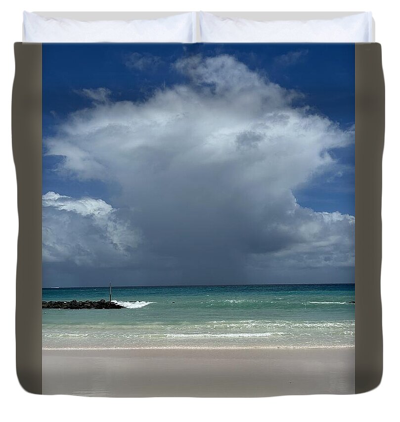 Storm Clouds Over Tranquil Beach - Duvet Cover