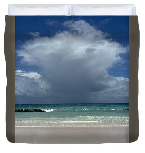 Storm Clouds Over Tranquil Beach - Duvet Cover