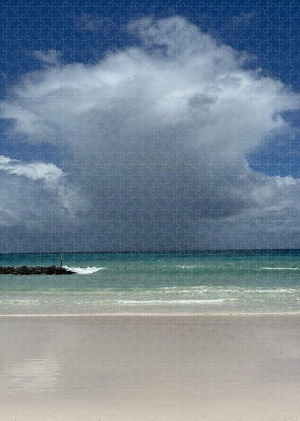 Storm Clouds Over Tranquil Beach - Puzzle