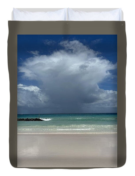 Storm Clouds Over Tranquil Beach - Duvet Cover