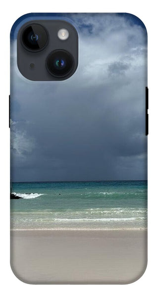 Storm Clouds Over Tranquil Beach - Phone Case