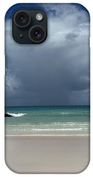 Storm Clouds Over Tranquil Beach - Phone Case