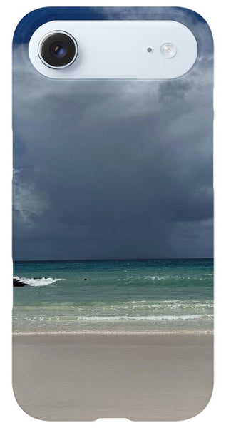 Storm Clouds Over Tranquil Beach - Phone Case