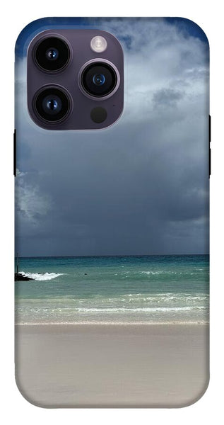 Storm Clouds Over Tranquil Beach - Phone Case