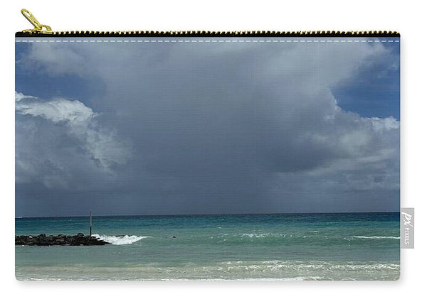 Storm Clouds Over Tranquil Beach - Zip Pouch