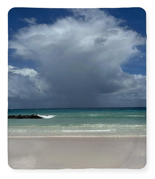 Storm Clouds Over Tranquil Beach - Blanket