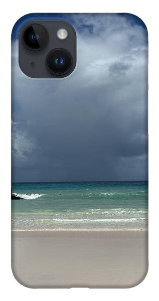 Storm Clouds Over Tranquil Beach - Phone Case