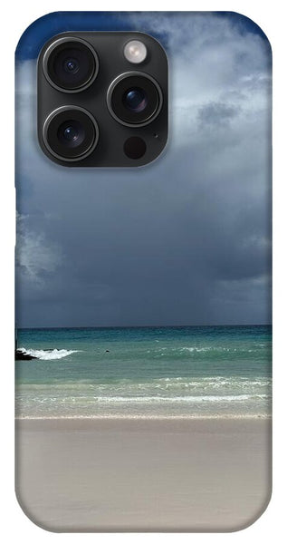 Storm Clouds Over Tranquil Beach - Phone Case