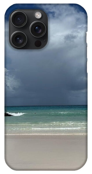 Storm Clouds Over Tranquil Beach - Phone Case
