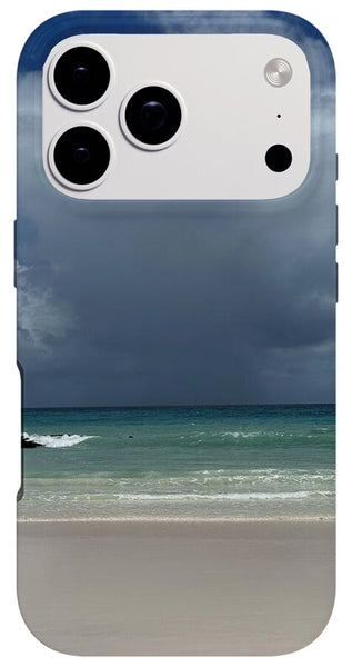 Storm Clouds Over Tranquil Beach - Phone Case