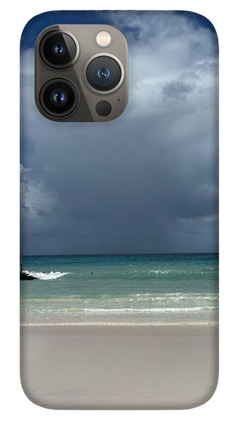 Storm Clouds Over Tranquil Beach - Phone Case