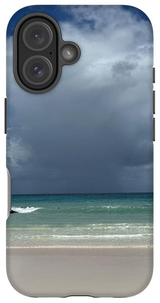 Storm Clouds Over Tranquil Beach - Phone Case
