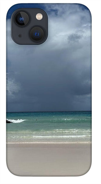 Storm Clouds Over Tranquil Beach - Phone Case