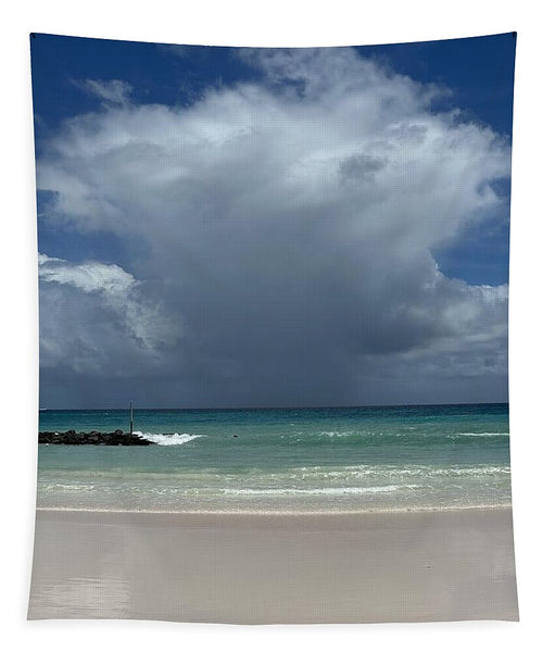 Storm Clouds Over Tranquil Beach - Tapestry