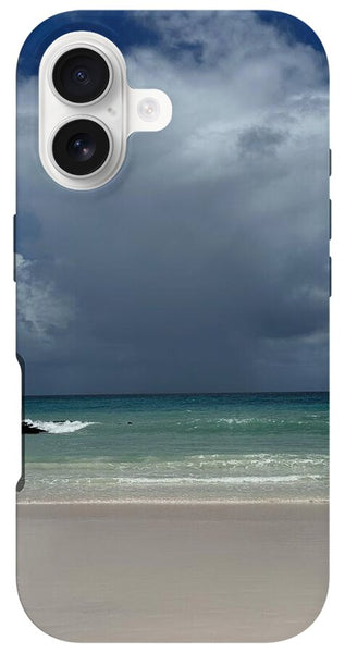 Storm Clouds Over Tranquil Beach - Phone Case