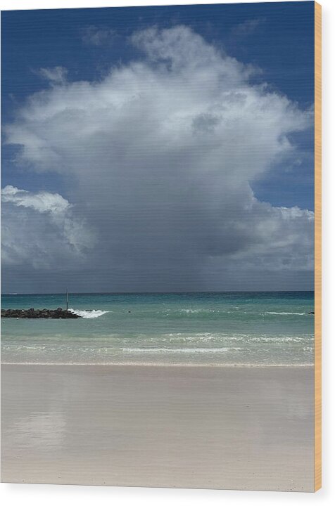 Storm Clouds Over Tranquil Beach - Wood Print