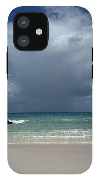 Storm Clouds Over Tranquil Beach - Phone Case