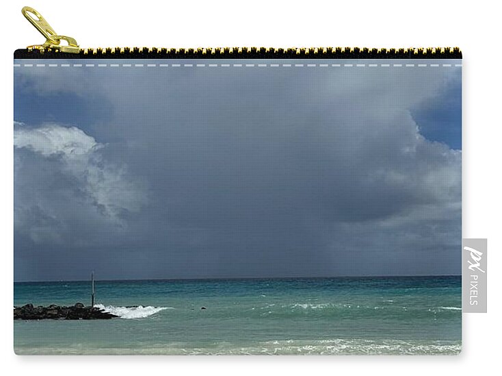 Storm Clouds Over Tranquil Beach - Zip Pouch