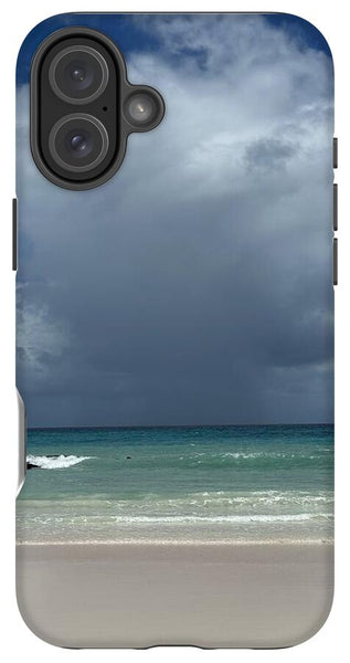 Storm Clouds Over Tranquil Beach - Phone Case