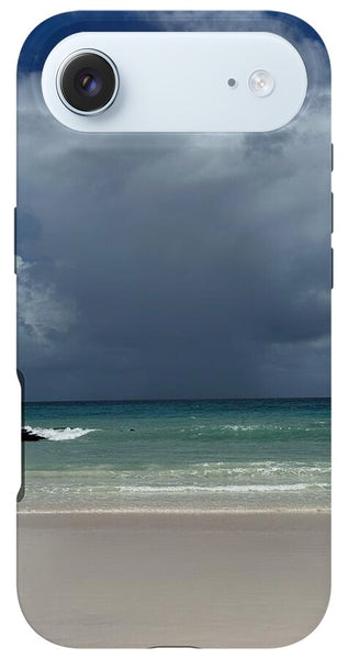 Storm Clouds Over Tranquil Beach - Phone Case