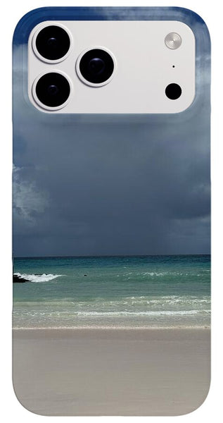 Storm Clouds Over Tranquil Beach - Phone Case
